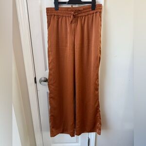 ELIE. Elie Tahari Copper Satin Wide Leg Drawstring Pants Size Medium